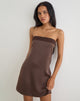 Image of Sakya Bandeau Mini Dress in Satin Brown