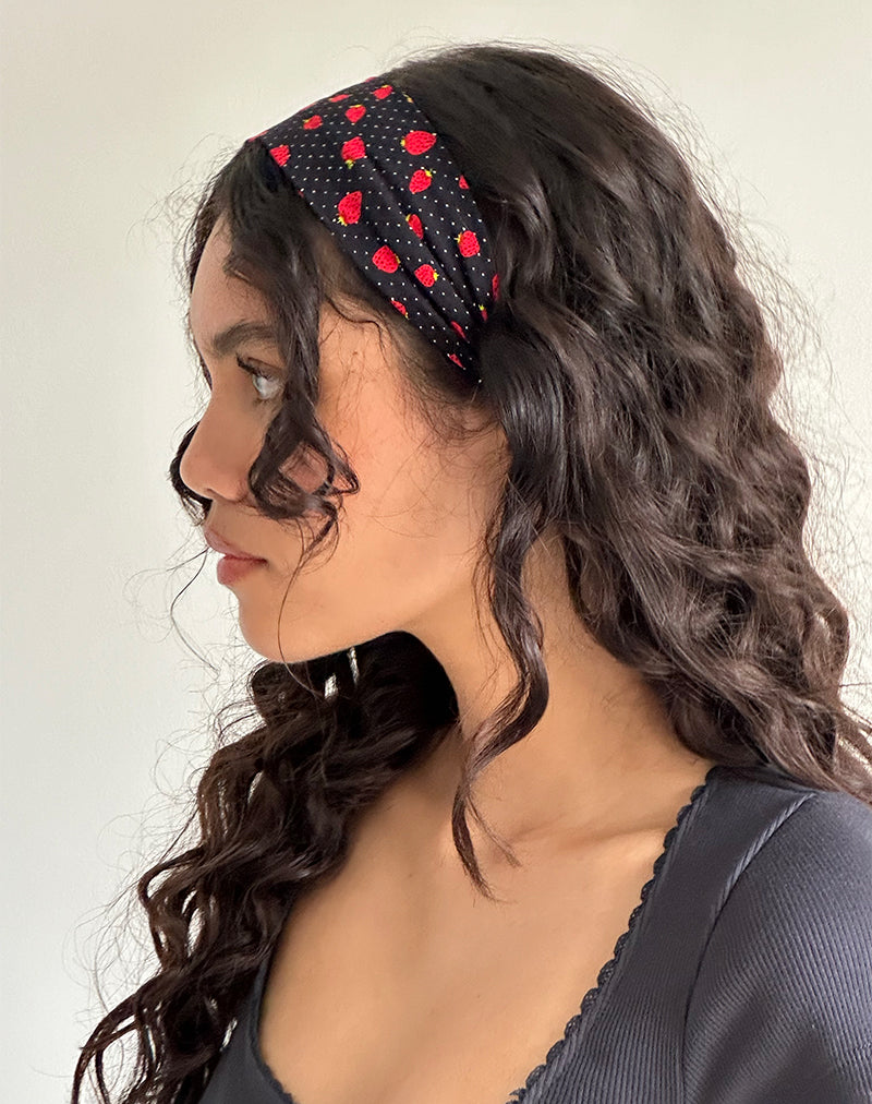 Sala Headband in Strawberry Polka Black