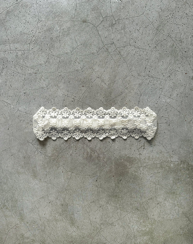 Image of Sala Headband in White with Scalloped Lace