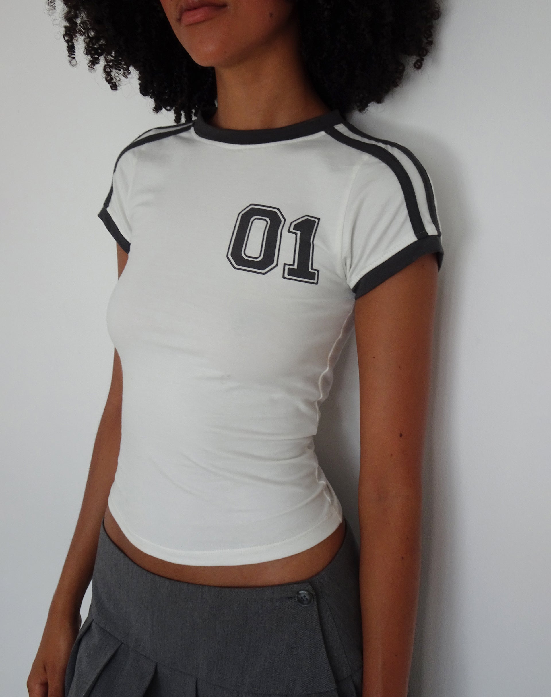 Image of Salda Sporty Tee in Off White with Contrast Binding