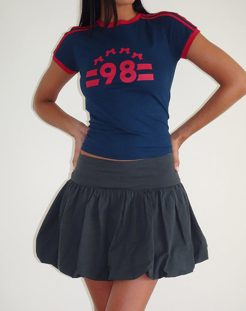 image of Salda Tee in Navy with Adrenaline Red Binding and '98' Emb