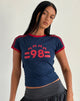 Image of Salda Tee in Navy with Adrenaline Red Binding and '98' Emb