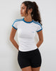 Image of Salda Fitted Tee with Contrast Binding in White