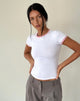 Image of Salida Top in White with Flamingo Pink Binding