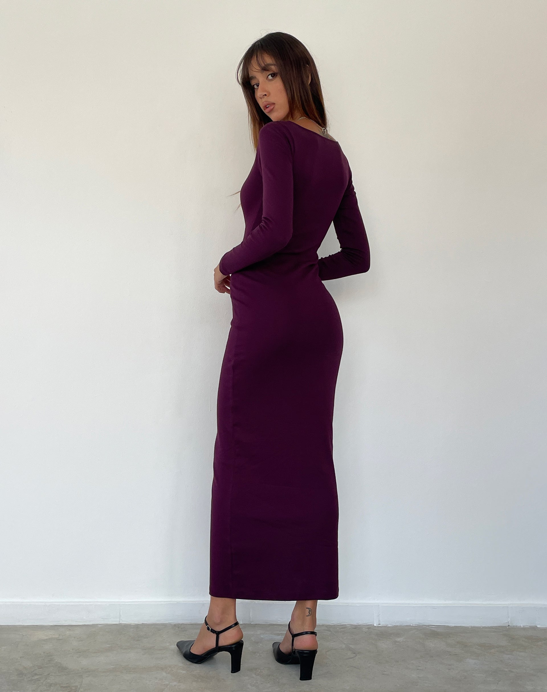 Samaira Long Sleeve Maxi Dress in Aubergine Samaira Long Sleeve Maxi Dress in Aubergine