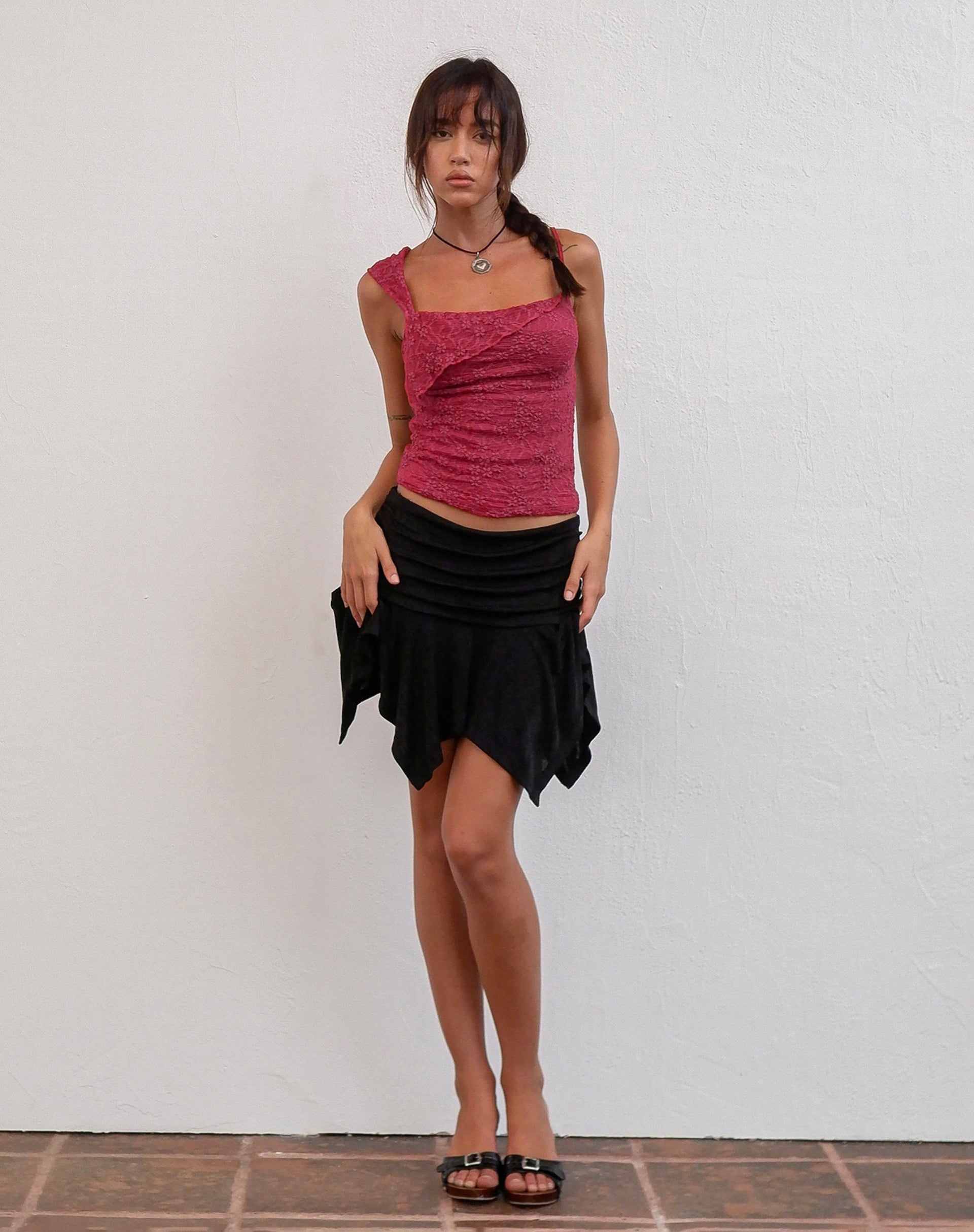 Image of Sambu Lace Cami Top in Red