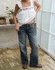 Image of Low Rise Parallel Jeans in Steel Blue
