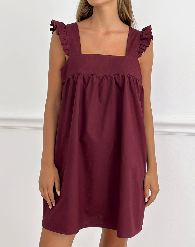 Image of Sanaly Mini Dress in Poplin Maroon
