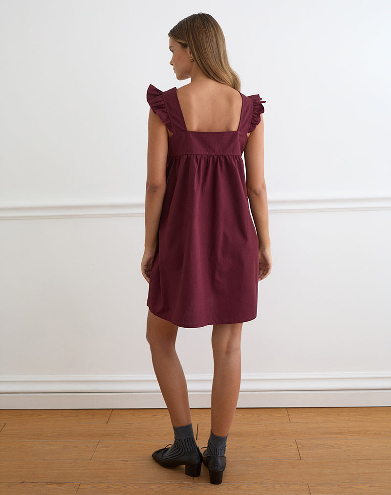 Image of Sanaly Mini Dress in Poplin Maroon