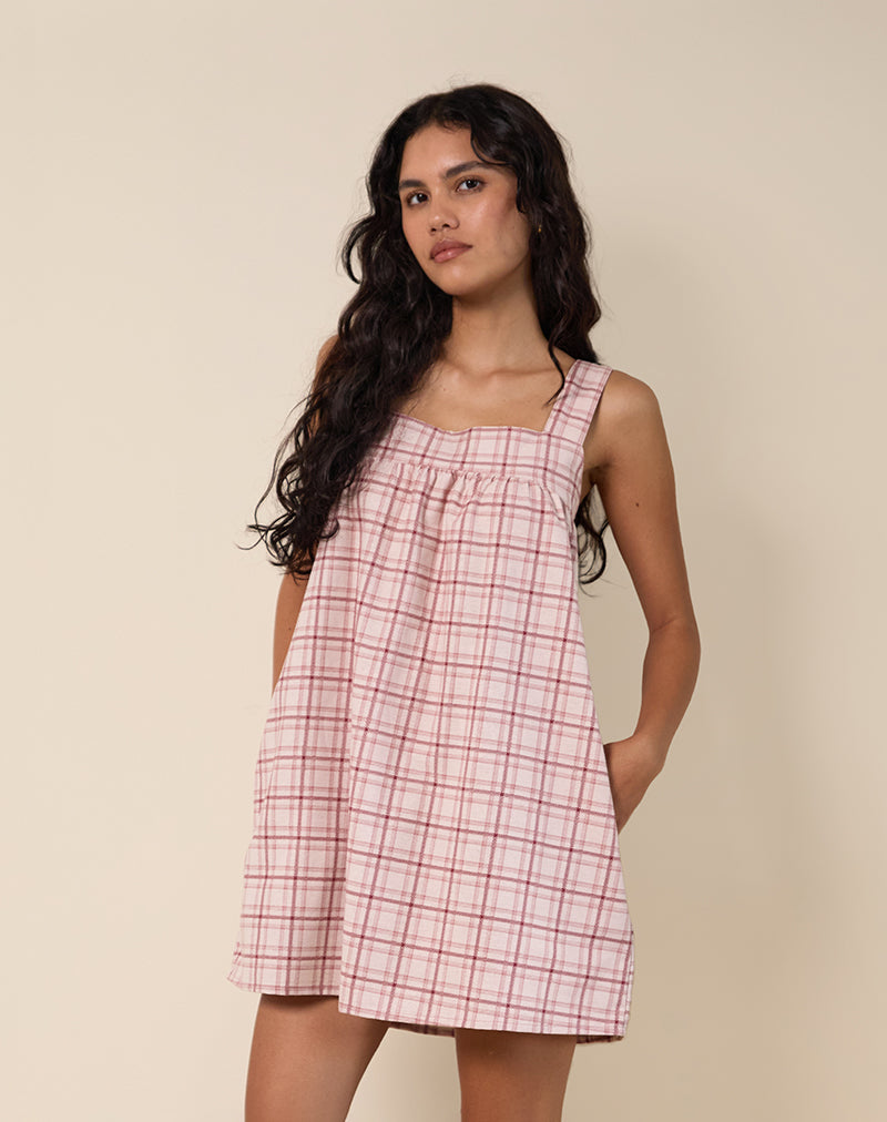 Image of Sanlia Mini Dress in Basic Tartan Pink