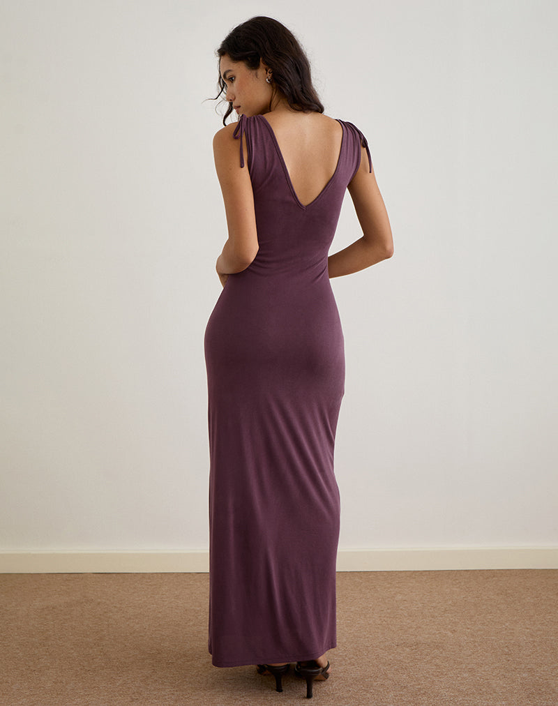 Image of Sanyu Plunge Maxi Dress in Cupro Deep Purple