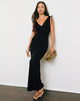 Image of Sanyu Plunge Maxi Dress in Cupro Black