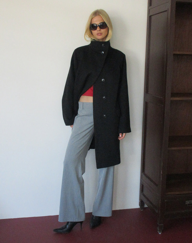 Image of Saptuti Coat in Brushed Wool Black