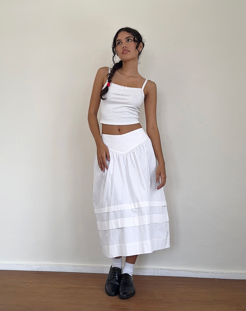 Image of Sarayu Midi Skirt in Poplin White