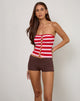 Image of Sarella Bandeau Top in Red and Pink Stripe