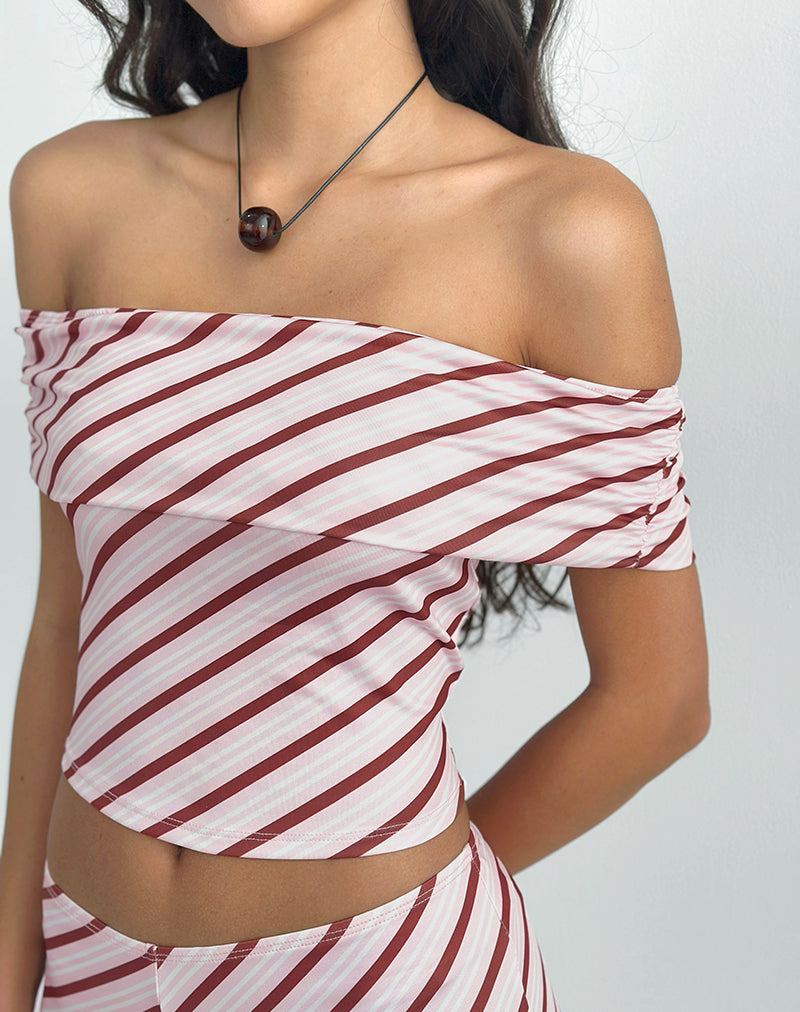 Image of Sarla One Shoulder Top in Diagonal Stripe Pink