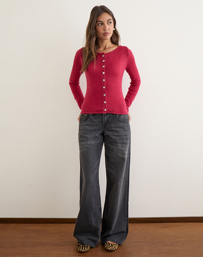 Image of Sartini Long Sleeve Top in Sheer Knit Red