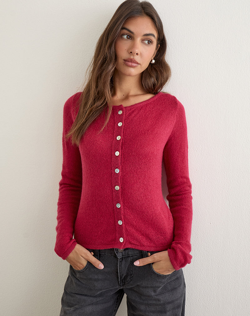 Image of Sartini Long Sleeve Top in Sheer Knit Red