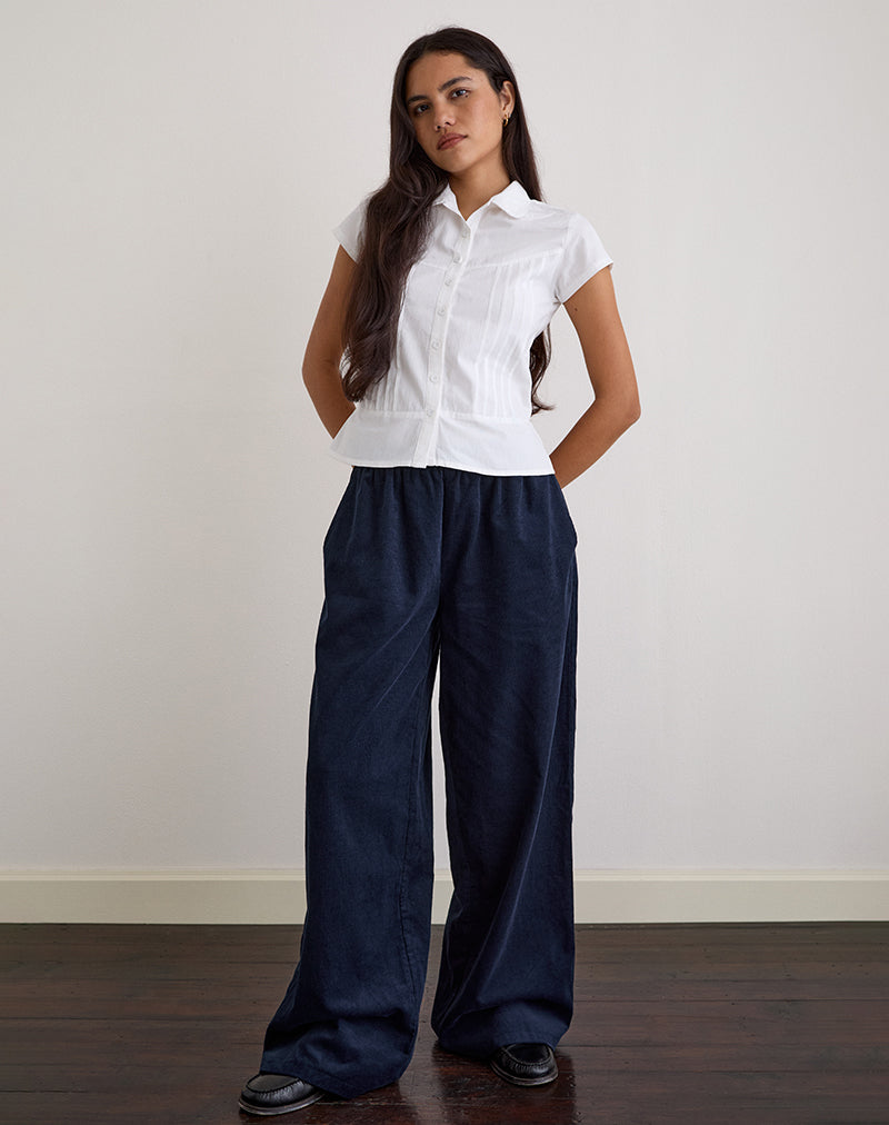 Image of Sasiya Waistband Trouser in Cord Navy