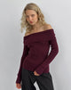 Image of Saskia Bardot Bow Back Top in Dark Cherry