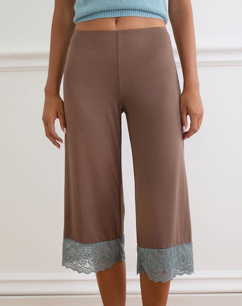 Image of Satomi Capri in Lace Trim Cupro Mink