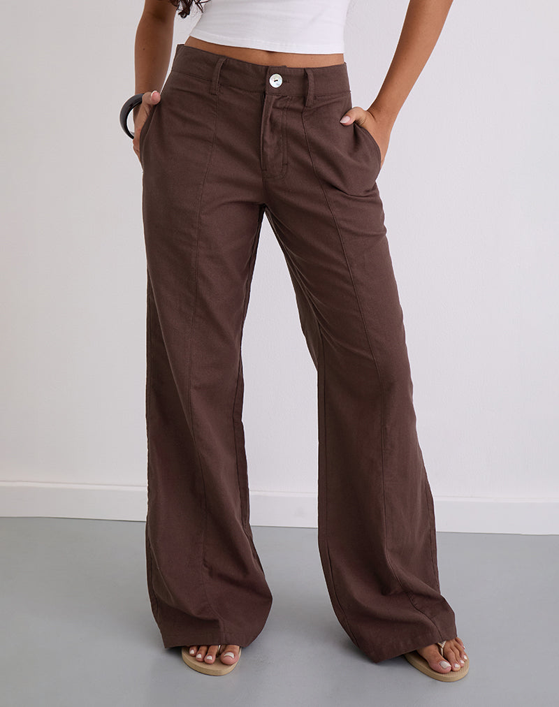 Saucy Trousers in Linen Deep Mahogany