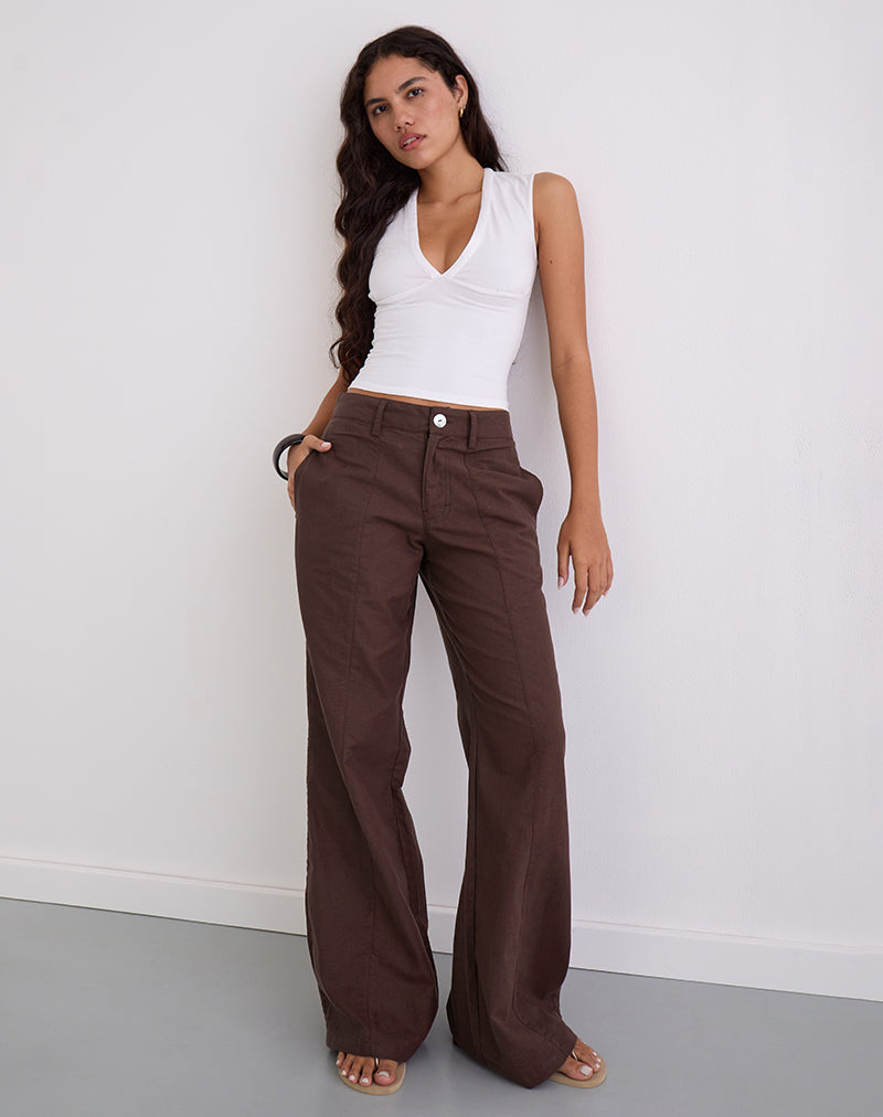Saucy Trousers in Linen Deep Mahogany