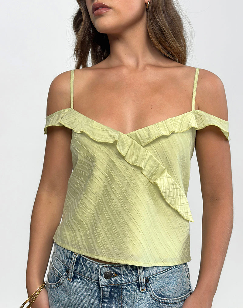 Image of Savira Top in Chiffon Stripe Green