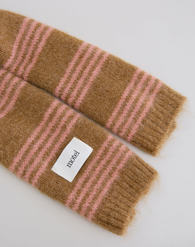 Image of Scarf in Knit Pink Stripe Brushed Wool