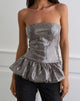 Image of Seada Peplum Top in Sequin Check Brown