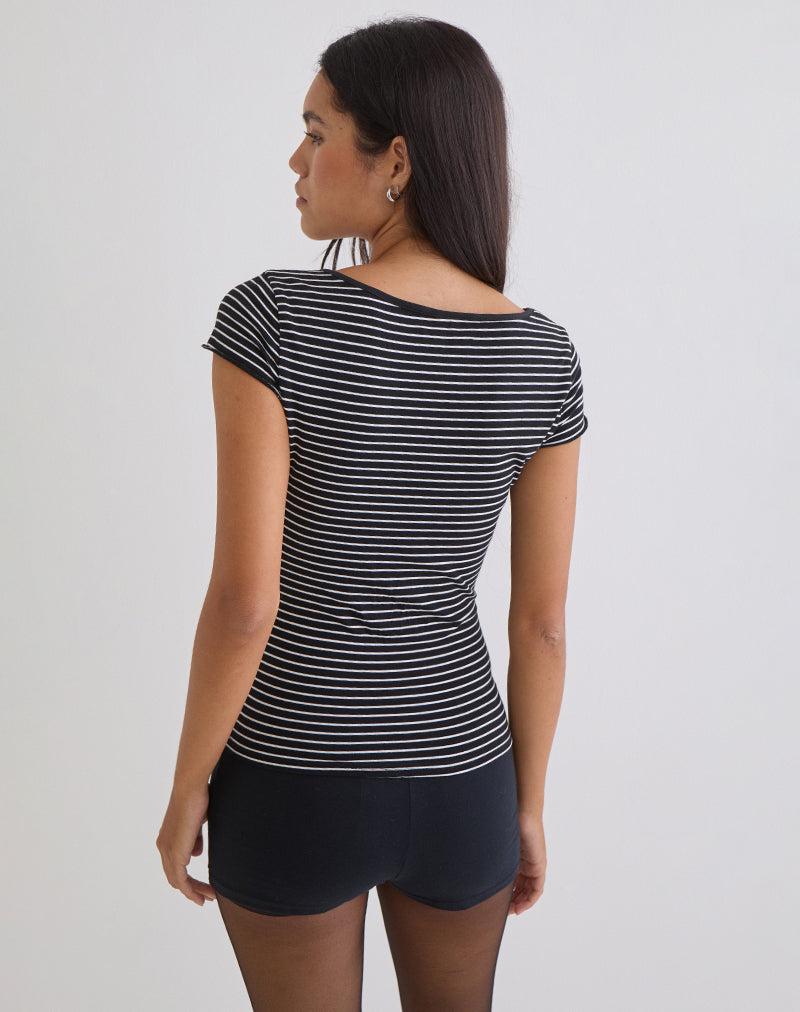 Image of Seiren Top in Stripe Jersey Black and White