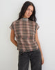 Image of Sekala Top in Brown and Pink Blurry Check