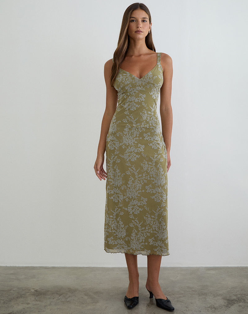 Image of Selayu Midi Dress in Moss Petal Olive