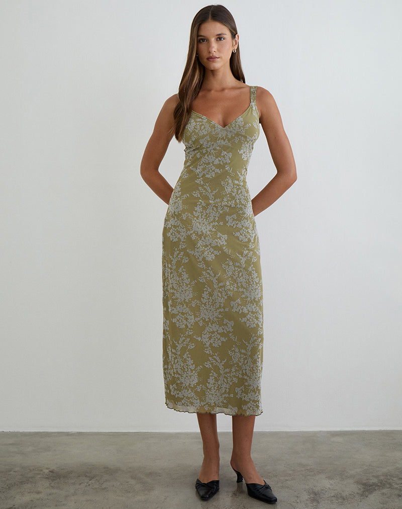 Image of Selayu Midi Dress in Moss Petal Olive