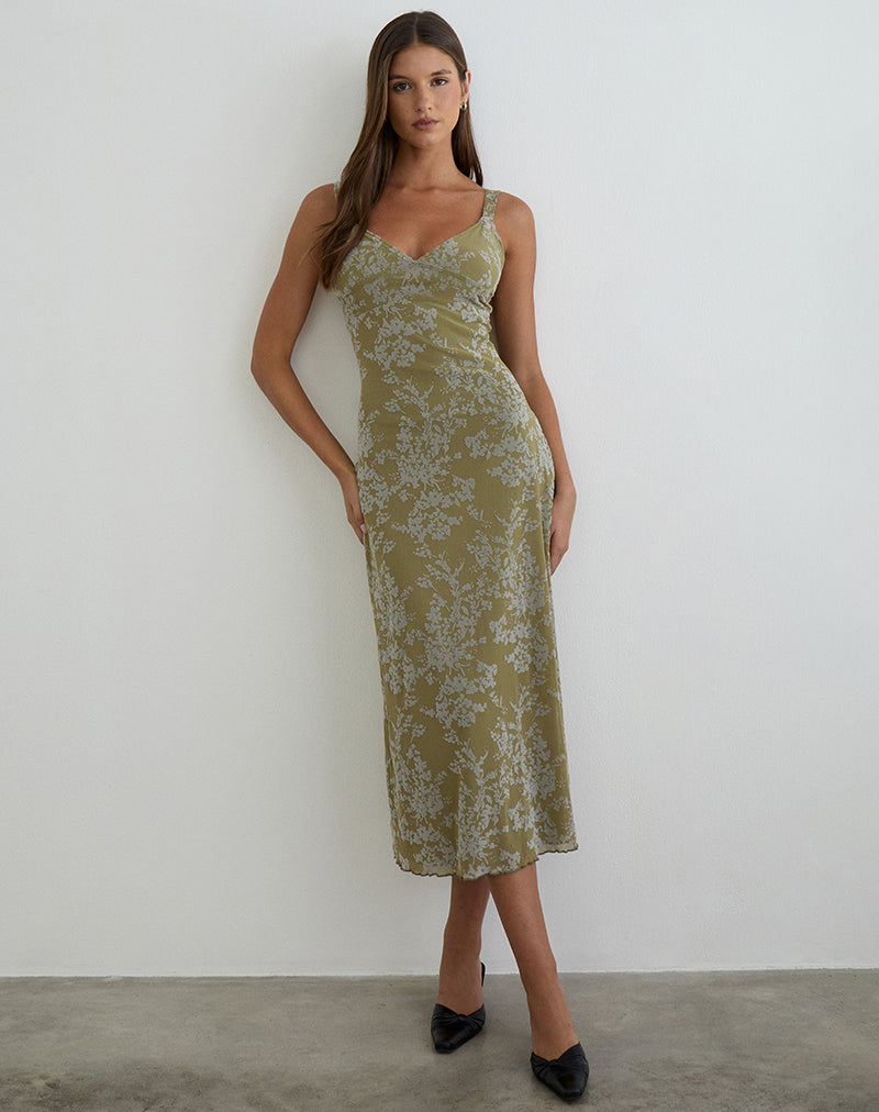 Image of Selayu Midi Dress in Moss Petal Olive