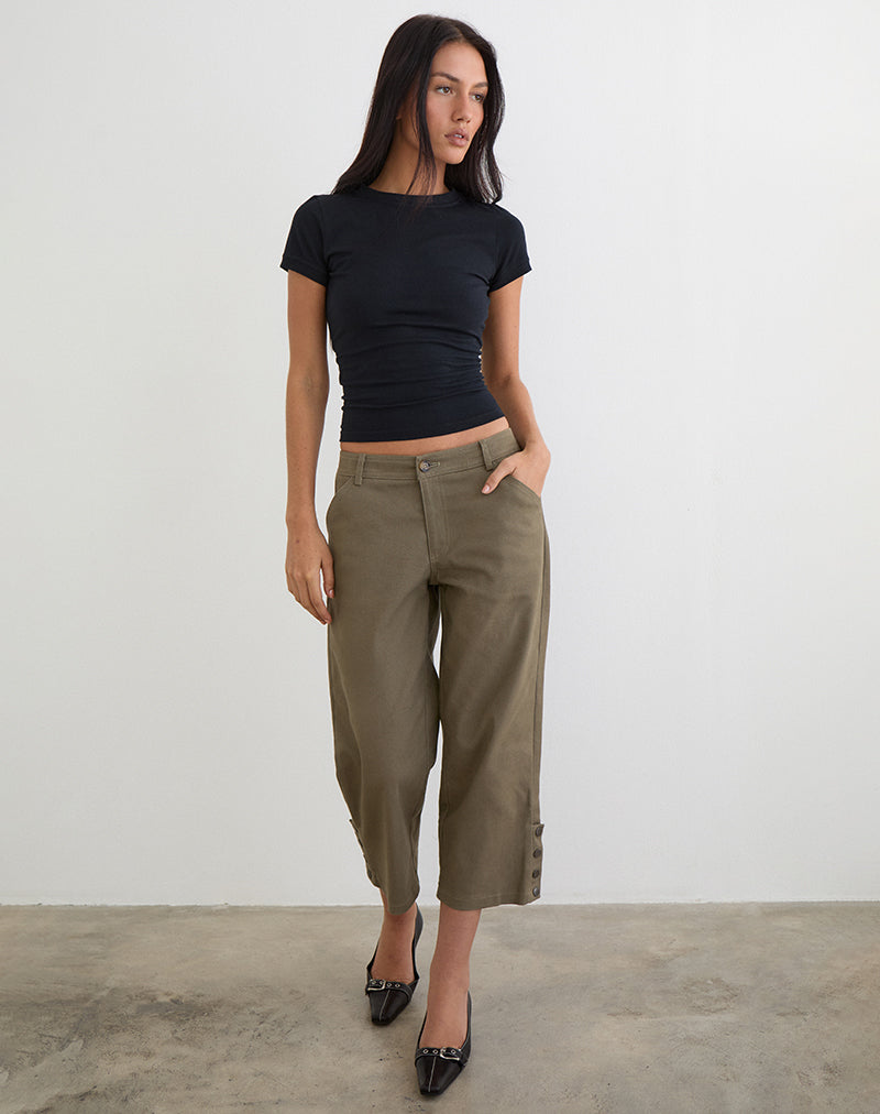 Selesa Capri Trouser in Twill Khaki