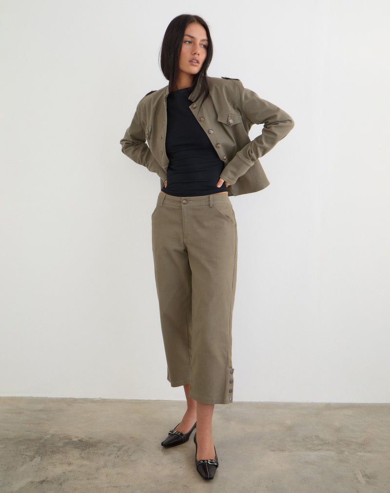 Selesa Capri Trouser in Twill Khaki