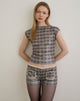 Image of Serafim Short in Sequin Vintage Check Brown
