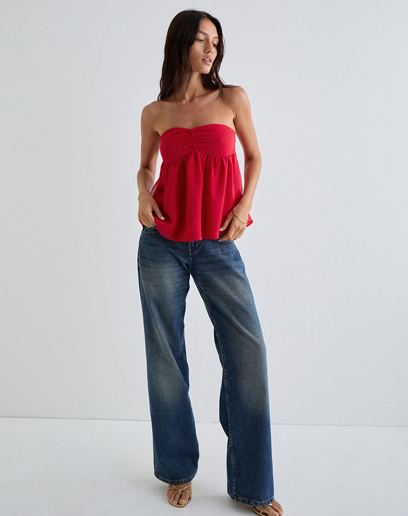 Image of Setsuko Bandeau Longline Top in Red