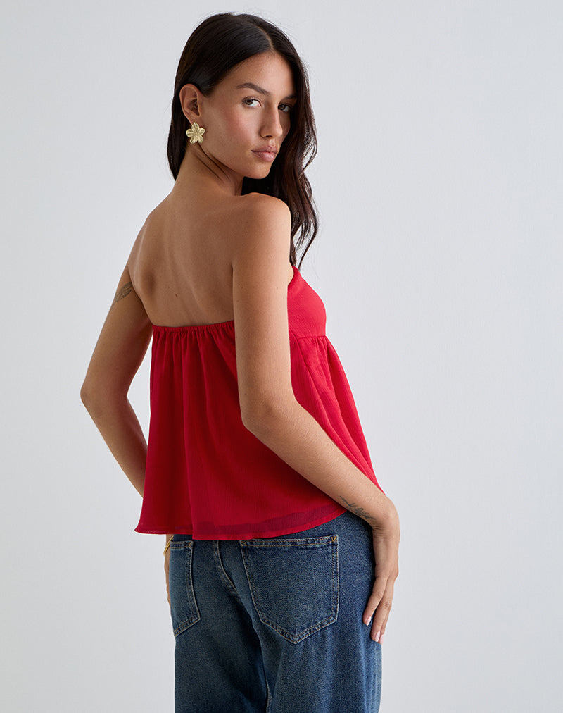 Image of Setsuko Bandeau Longline Top in Red