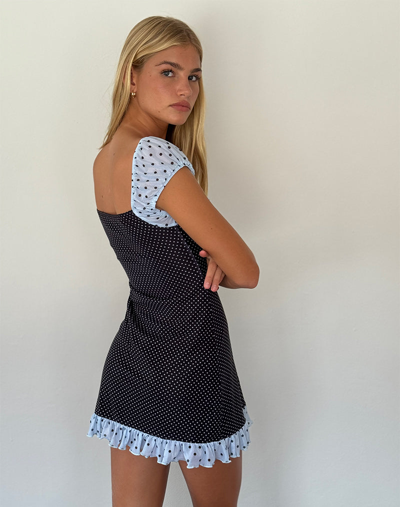 Blue Black Basic Polka Mini Dress | Sevda – motelrocks.com