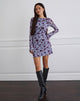 Image of Sevila Long Sleeve Mini Dress in Lotus Flock Checked Lavender