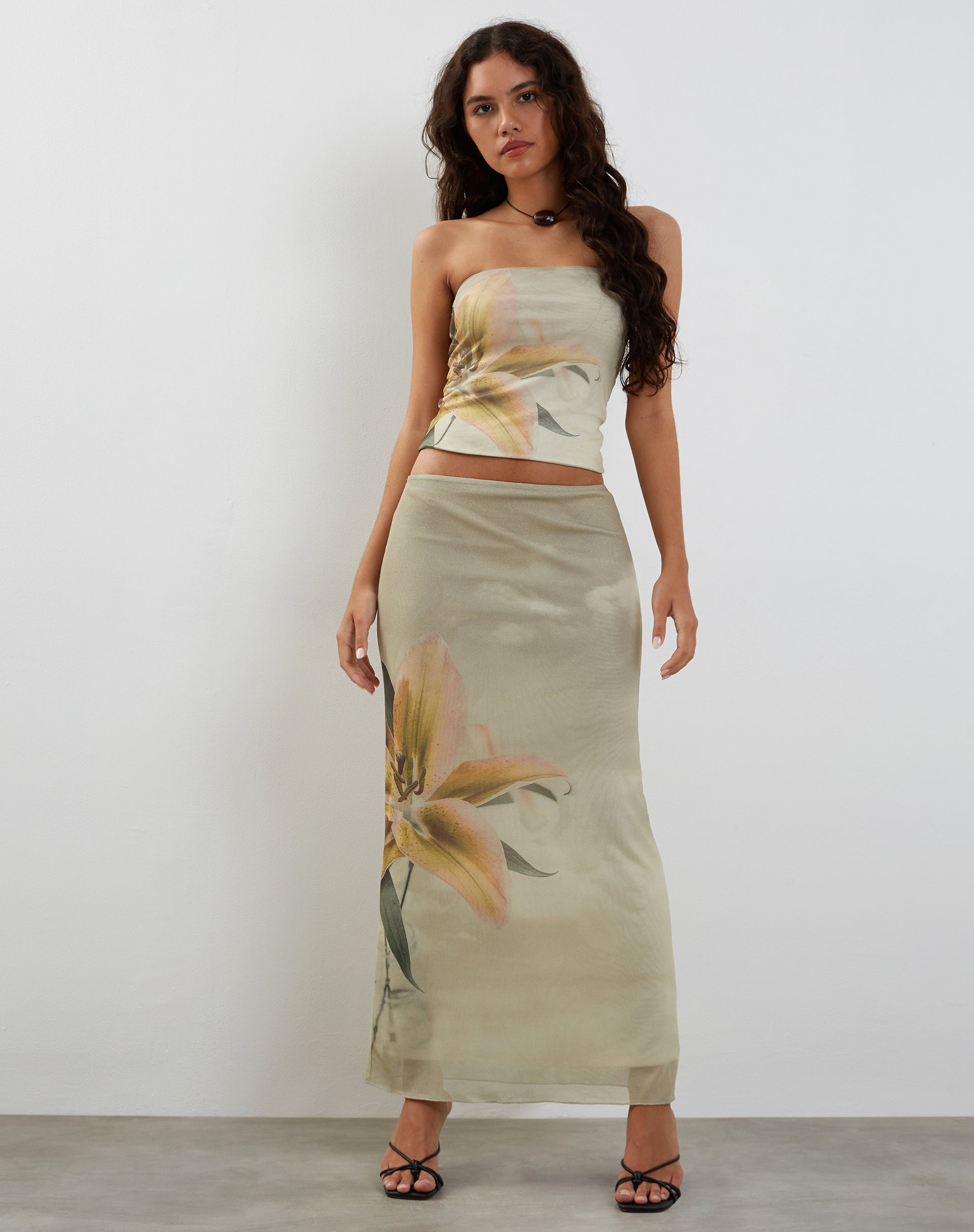 Image of Acacia Maxi Skirt in Yellow Lily Print