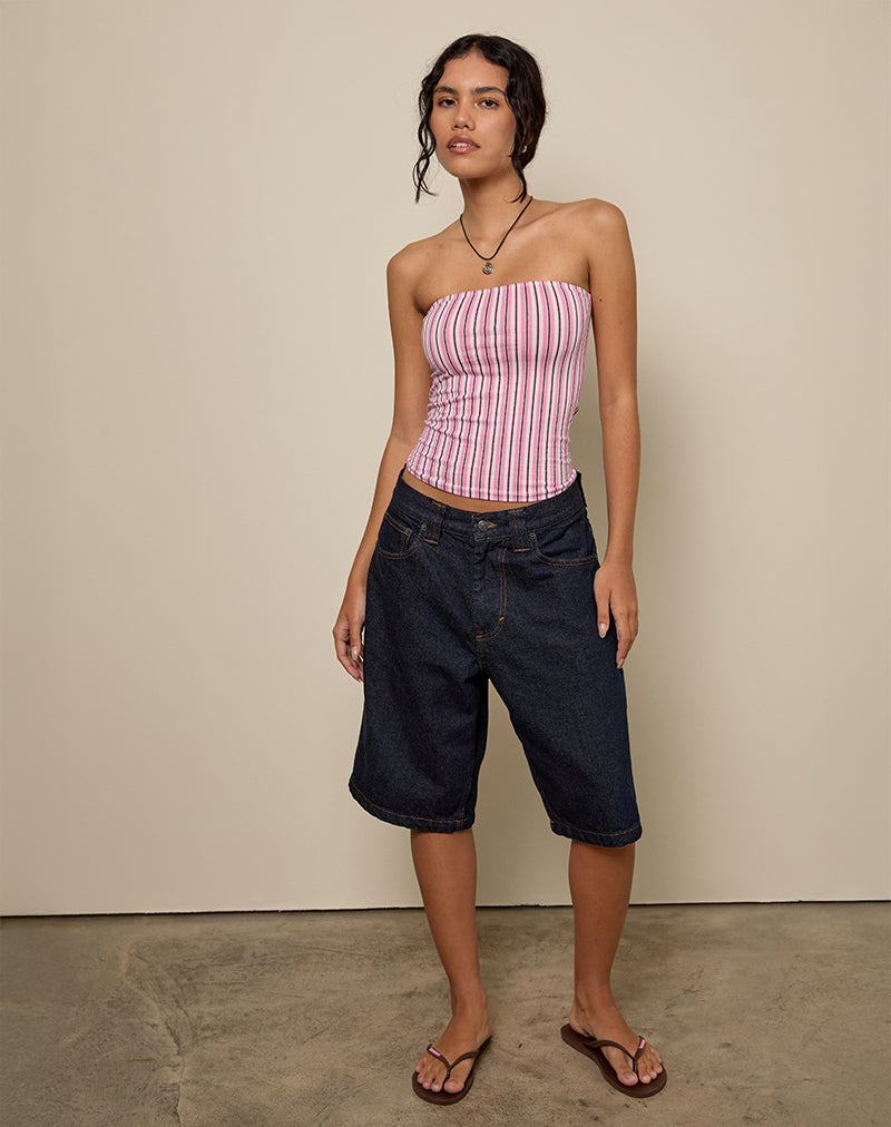 Image of Shaelo Bandeau Top in Pinstripe Pink