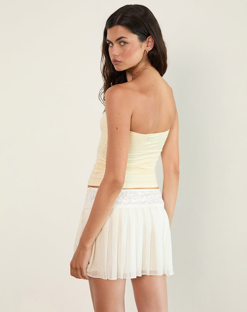 Image of Akara Pleated Mini Skirt in Chiffon Ivory