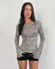 Image of Sheiza Long Sleeve Top in Sheer Mesh Grey
