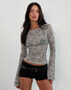 Image of Sheiza Long Sleeve Top in Sheer Mesh Grey