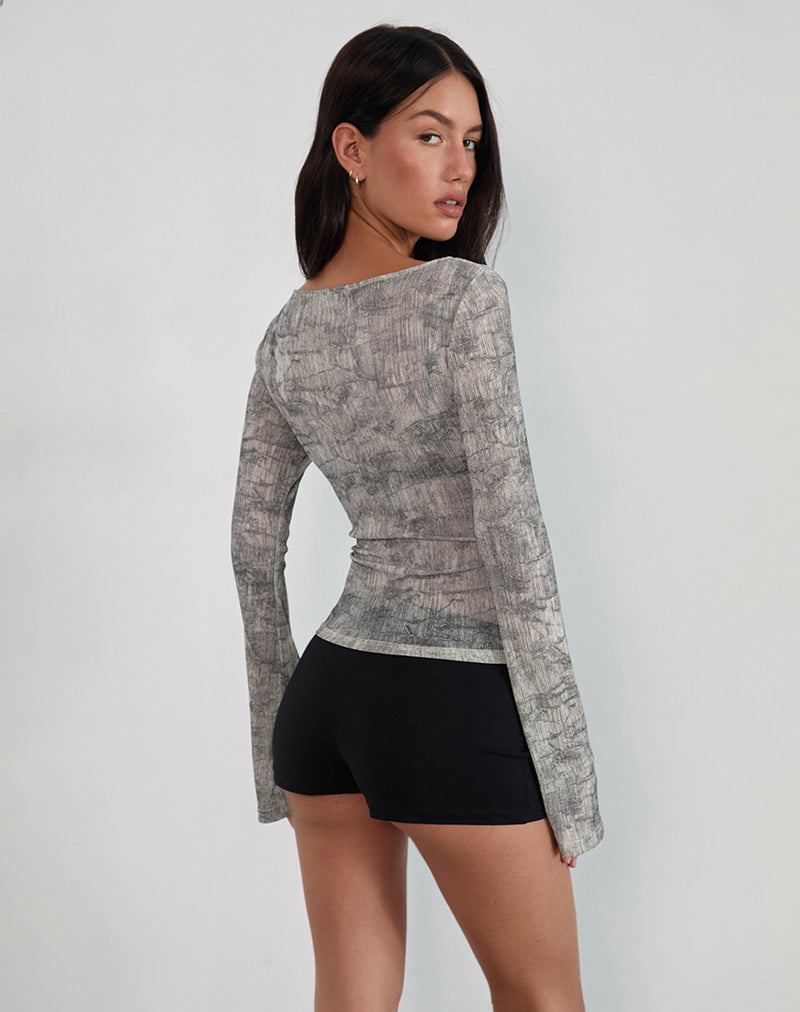 Image of Sheiza Long Sleeve Top in Sheer Mesh Grey