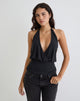Image of Sherlyn Halter Top in Cupro Black