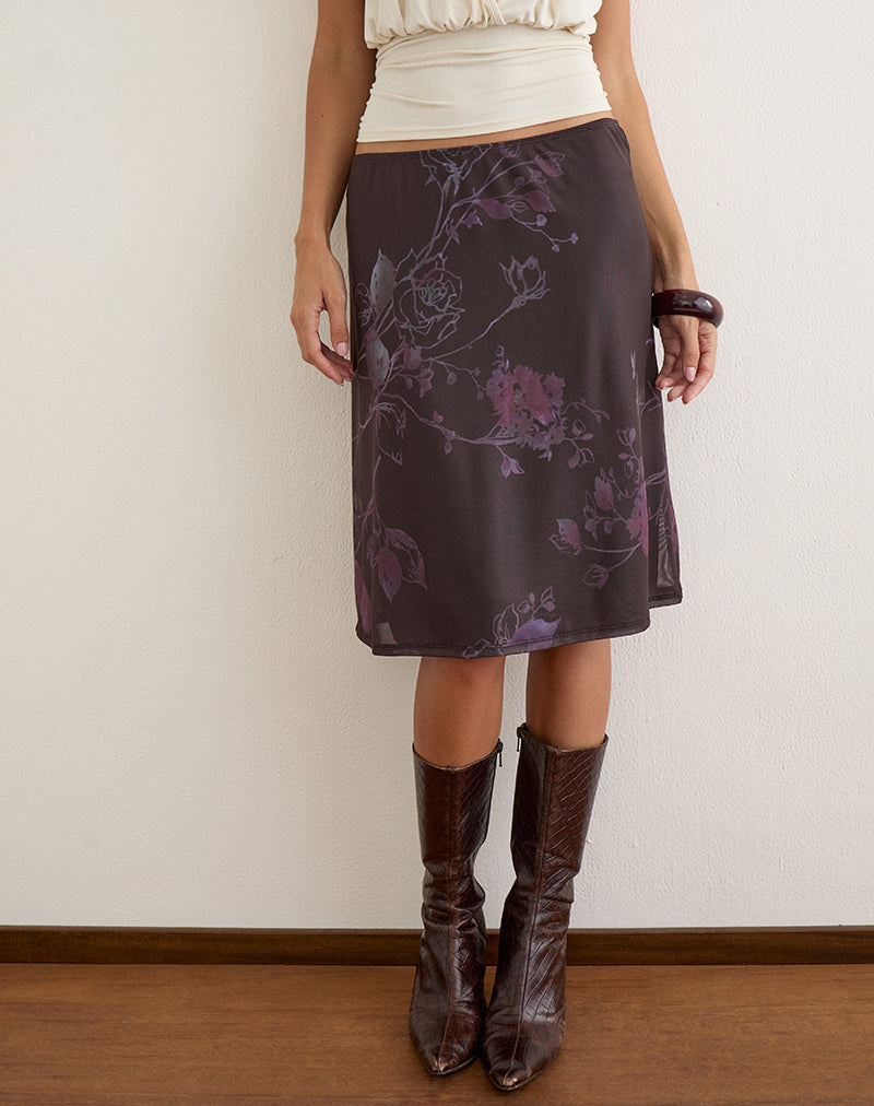 Laena Midi Skirt in Mesh Serene Ivy Dark Plum